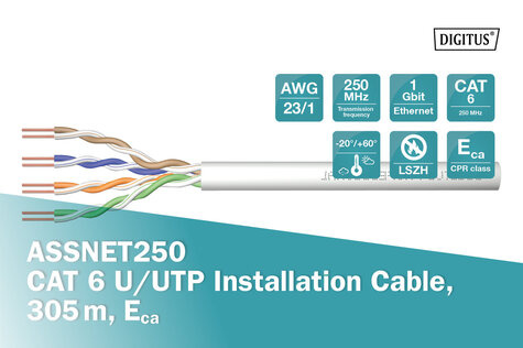 DIGITUS ASSNET250 Cat.6 U/UTP installation cable - 305 m