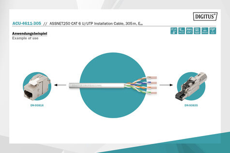 DIGITUS ASSNET250 Cat.6 U/UTP installation cable - 305 m