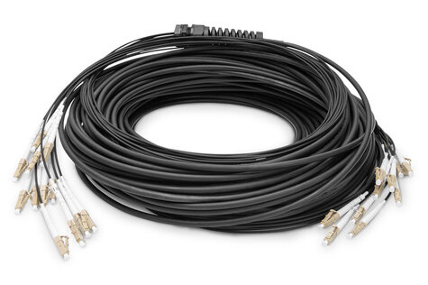 DIGITUS DIGITUS Breakout kabel 12 vezels, OM4, LC/UPC-LC/UPC universeel, kleur: zwart, 30m