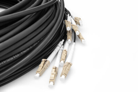 DIGITUS Breakout kabel 12 vezels, OM4, LC/UPC-LC/UPC universeel, kleur: zwart, 30m