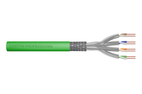 DIGITUS CAT 8.2 S-FTP installatiekabel, 2000 MHz, AWG 22/1 Dca, 500 m, trommel, simplex, groen