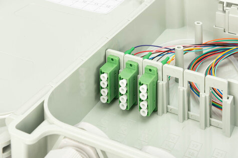 DIGITUS FTTH verdeelkast, singlemode, LC-APC Voorgemonteerde koppelingen, pigtails
