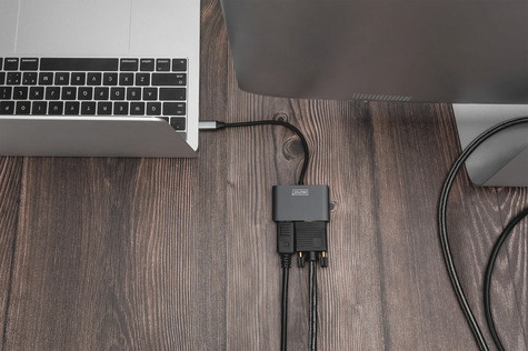 DIGITUS Graphics adapter DA-70827 - USB-C to VGA / DisplayPort - 20 cm