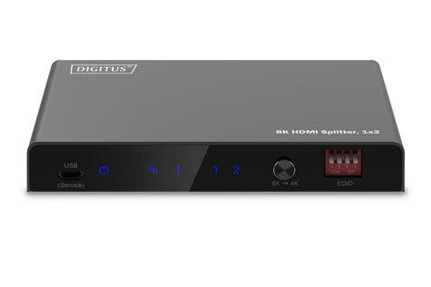 DIGITUS 1x2 HDMI Splitter 8K/60Hz (4:4:4) Toslink Stereo EDID Control