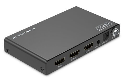 DIGITUS 1x2 HDMI Splitter 8K/60Hz (4:4:4) Toslink Stereo EDID Control