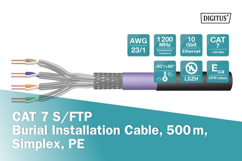 DIGITUS Professional bulk cable - 500 m - black, RAL 9005