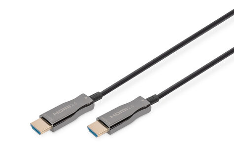 DIGITUS HDMI AOC hybrid-fiber connection cable, Type A M/M, 30m, UHD 4K@60Hz, CE, gold, bl