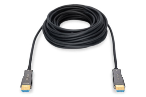DIGITUS HDMI AOC hybrid-fiber connection cable, Type A M/M, 30m, UHD 4K@60Hz, CE, gold, bl