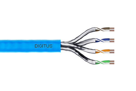 DIGITUS CAT 6A U-FTP installatiekabel, 500 MHz Eca (EN 50575), AWG 23/1, rol van 305 m, Sx, blauw