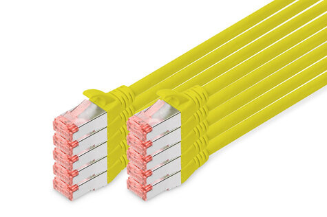 DIGITUS CAT 6 S-FTP patchkabel, koper, LSZH AWG 27/7, lengte 5 m, 10 stuks, kleur geel