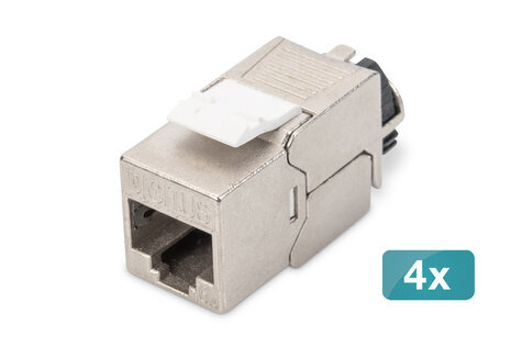 DIGITUS DIGITUS CAT 6A Keystone module, afgeschermd, 4 stuks Aansluiting zonder gereedschap