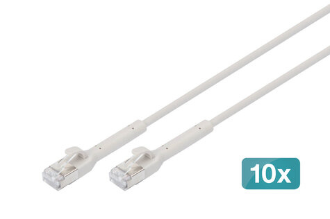 DIGITUS DIGITUS CAT 6A F-FTP buigbare patchkabel, Ku, TPE-LSZH AWG 32/7, lengte 5 m, grijs, 10 st.