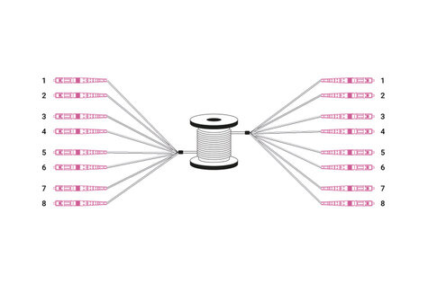 DIGITUS Breakoutkabel 8 vezels, OM4, LC/UPC-LC/UPC universeel, kleur: zwart, 75m