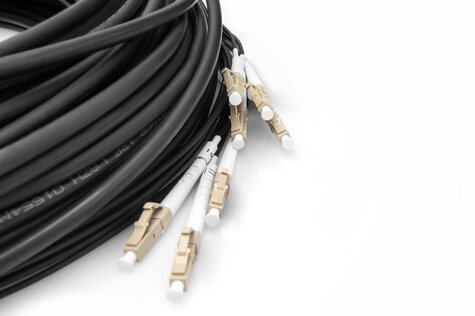 DIGITUS Breakoutkabel 8 vezels, OM4, LC/UPC-LC/UPC universeel, kleur: zwart, 75m