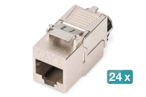 DIGITUS Cat.8.I Hoeksteenmodule afgeschermd, zonder gereedschap, stofkap, 24 st.