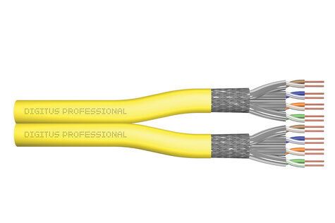 DIGITUS CAT 7A S-FTP datakabel - installatiekabel, 1500 MHz B2ca (EN 50575), AWG 22/1, rol van 500 m, Dx, geel
