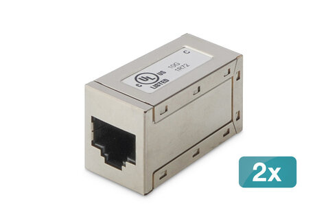 DIGITUS Modular Coupling, 8P8C, 1:1 shielded CAT6, metal housing, 2 pcs.