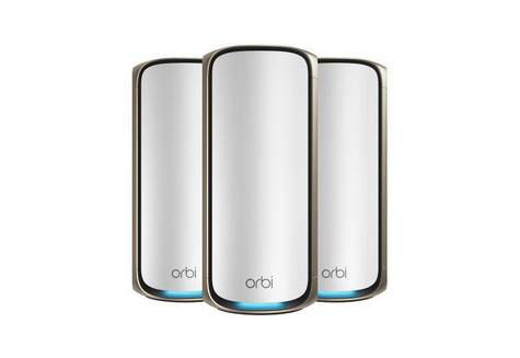 Netgear Orbi 970 Series RBE973S - Wifi-systeem - (router, 2 verlengstukken) - tot 8200 vierkante voet - maas 10GbE, 2.5GbE, Wi-Fi 7 Quad-Band