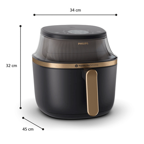 Philips Airfryer 7.2L Window RapidAir Plus Digital Pan & Basket black body/copper handle
