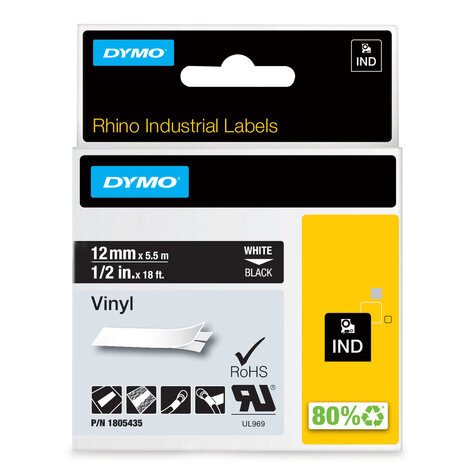 DYMO 1805435 labelprinter-tape Wit op zwart