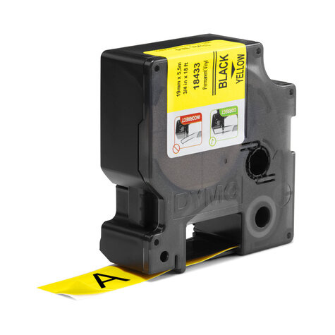 DYMO 18433 labelprinter-tape Zwart op geel