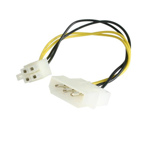 STARTECH 15cm LP4 naar P4 voedingskabel adapter - Netspanningsadapter - 4-pins intern vermogen (5 V) (V) naar 4-pens ATX 12 Volt (M) - 15.2 cm