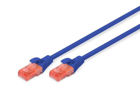 DIGITUS Patchkabel RJ45 U/UTP Cat6 0.50m blauw hefboombeschermer polyzak