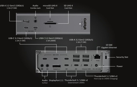 CalDigit TS5 Plus Thunderbolt Station 5 Plus Space Black (1m)
