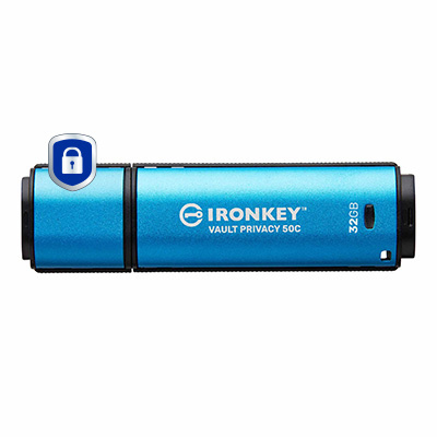 Kingston 32GB USB-C IronKey Vault Privacy 50C AES-256 Encrypted FIPS 197