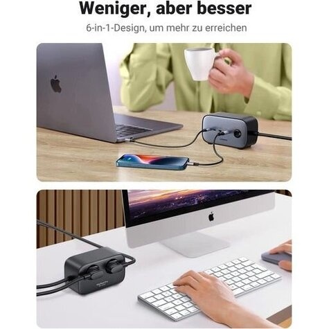 Ugreen DigiNest Cube Power Strip (3 AC outlets + 65W 2A2C)