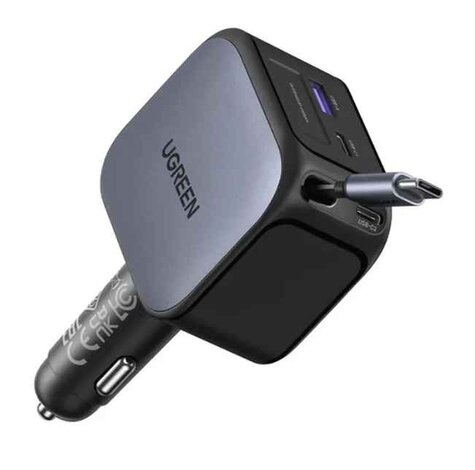 Ugreen UGREEN Nexode EC604 145W Fast Car Charger KFZ-Ladegert 1x USB-A 1x USB-C 1x ausziehbares USB-C Kabel (70cm)