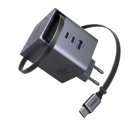 Ugreen Ugreen X616 100W GaN Fast Charger 2x USB-C 1x USB-A 1x ausziehbares USB-C-Kabel