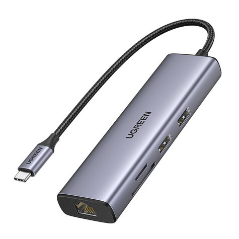 Ugreen USB-C to 2*USB3.0+HDMI+RJ 45+SD&TF +PD port Hub