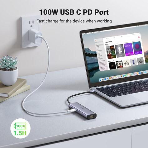 Ugreen USB-C to 2*USB3.0+HDMI+RJ 45+SD&TF +PD port Hub