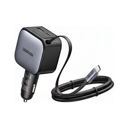 Ugreen Ugreen Nexode EC603 90W 3-in-1 Autolader met USB-C, USB-A en Uittrekbare USB-C-kabel