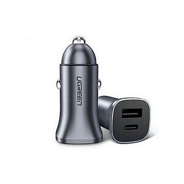 Ugreen Ugreen USB-C PD+USB-A QC 24W Fast Car Charger Gray