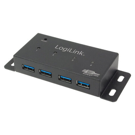 LogiLink 4 Port Hub, USB 3.0 actief zwart (metaal)