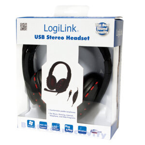 LogiLink Stereo Headset met Microphone zwart/rood