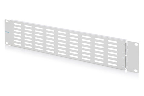 DIGITUS 2U blinde afdekking met ventilatierooster en scharnier grijs (RAL 7035)