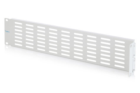 DIGITUS 2U blinde afdekking met ventilatierooster en scharnier grijs (RAL 7035)