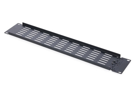DIGITUS 2U blinde afdekking met ventilatierooster en scharnier zwart (RAL 9005)
