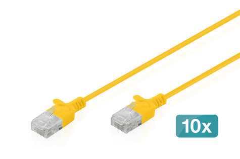 DIGITUS DIGITUS CAT 6 U-UTP Slim patchkabel, Ku, LSZH AWG 32/7, lengte 2 m, geel, 10 st.
