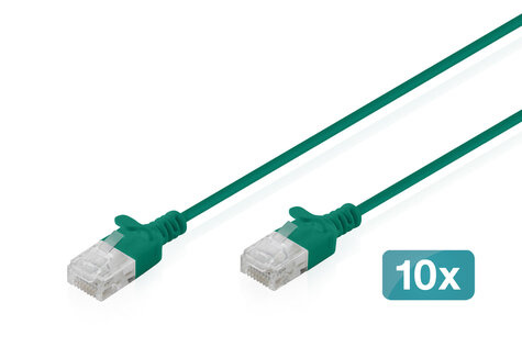DIGITUS DIGITUS CAT 6 U-UTP Slim patchkabel, Ku, LSZH AWG 32/7, lengte 2 m, groen, 10 st.