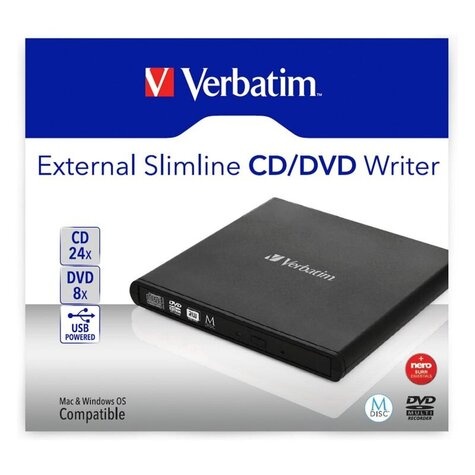 Verbatim DVW Verbatim ext. Slimline USB2.0 CD/DVD Brenner inkl. Nero extern retail