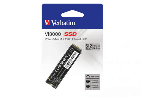 Verbatim interne SSD 512GB PCIe 3.0 M.2 2280 Vi3000