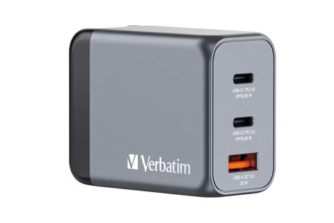 Verbatim Verbatim GNC-65 GaN Charger 3 Port 65W USB A/C (EU/UK/US)