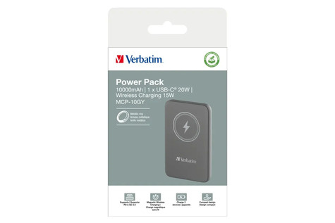 Verbatim Charge´n´Go Magnetic Wireless Power Bank 10000 Grey