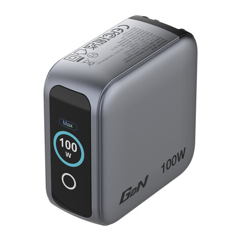 Verbatim Mini GaN Charger 3 Port  100W w Display (EU/UK/US)