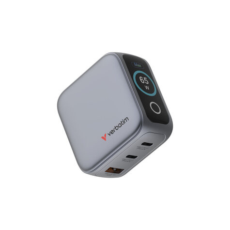 Verbatim Mini GaN Charger 3 Port   65W w Display (EU/UK/US)