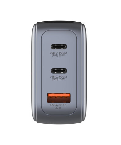 Verbatim Mini GaN Charger 3 Port   65W w Display (EU/UK/US)